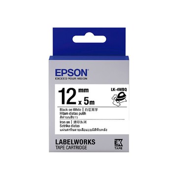 EPSON 燙印系列 12mmx5M 白底黑字標籤帶 / 盒 LC-4WBQ｜領券最高折$220
