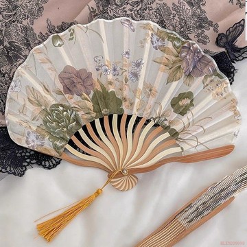 桃園出貨✨小扇子隨身便攜古風貝殼扇摺疊清涼扇道具漢服古典中國風扇子摺扇