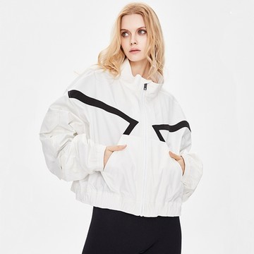 [米蘭精品] 短款夾克防風外套-春秋寬鬆撞色線條女外套2色74cu16