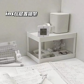 🥇新品免運🥇桌面雙層置物架桌面ins簡約純色雙層書桌桌面多功能文具收納整理T91EA