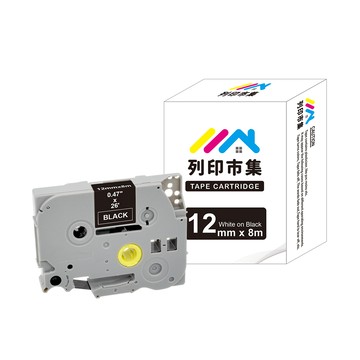 BROTHER 【列印市集】副廠 相容標籤帶 forTZ-335 / TZE-335 黑底白字 / 12mm