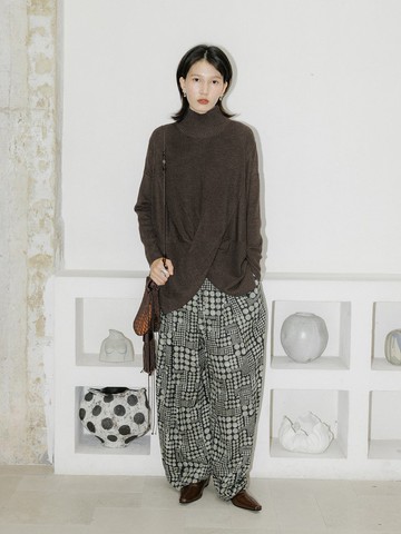 法式復古 / 廓形扭結毛衣 / 羊毛