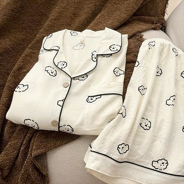 9257 人多次消費🤍卡通小狗雲朵棉睡衣男夏季短袖短褲大碼寬鬆夏天男款家居服可外穿LI4S