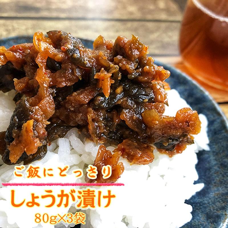 山形の漬物 ごはんのお供 だいこん きゅうり しょう 味噌漬け [ごはんにどっさりしょうが80g×3袋 L1] メール便  ゆうパケ 即送