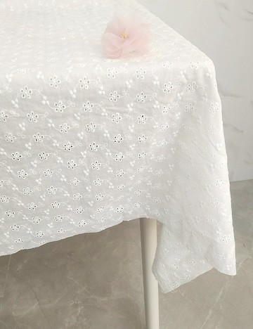 白色純棉刺繡繡花桌布復古蕾絲桌布餐墊桌巾