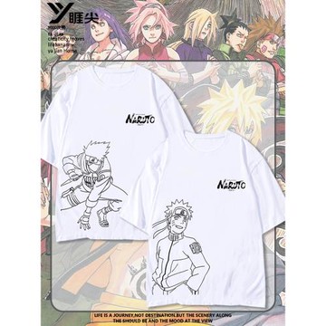 火影忍者聯名T恤短袖男夏季2025新款旋渦鳴人佐助二次元衣服兒童