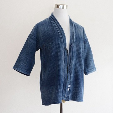 劍道服 藍染 刺繡 | 昭和～平成 日本古著 | 褪色棉質 | 手工藝・改造素材