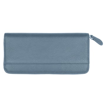 自動分離風琴長夾  真皮材質  18個卡位  6個鈔夾層  RFID防盜刷  20 x 9.5 x 3cm  海軍藍色  1個