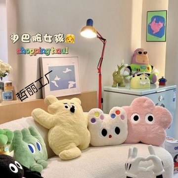 風奶噗噗貓咪抱枕毛絨玩偶可愛粉花沙發臥室靠枕生日