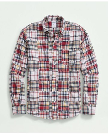 Brooks Brothers Men's Cotton Madras Button-Down Collar Sport Shirt | Red | Size Large