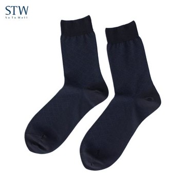 2雙 STW男士商務襪子中長筒黑色棉襪四季薄款吸汗透氣網眼長襪潮