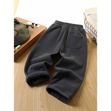 男童加絨褲子兒童直筒長褲寬松加厚保暖衛褲男孩秋冬季休閑運動褲