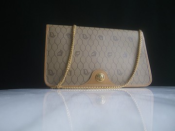 【老時光 OLD-TIME】早期二手少見老包DIOR老花蜂巢肩背包