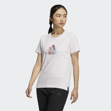 S.G ADIDAS FUTURE ICONS HF0035 粉 彩色LOGO 短T 女款