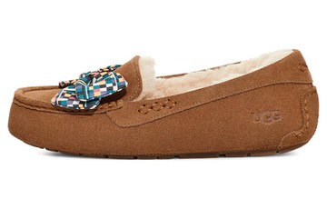 WMNS UGG ANSLEY BOW SLIPPERS TAN BLUE