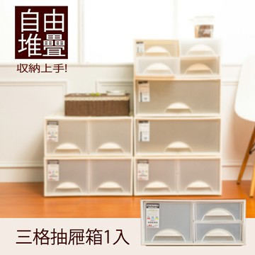 抽屜整理箱/衣櫃/置物櫃 極簡澈亮可自由堆疊三格抽屜_1入  dayneeds