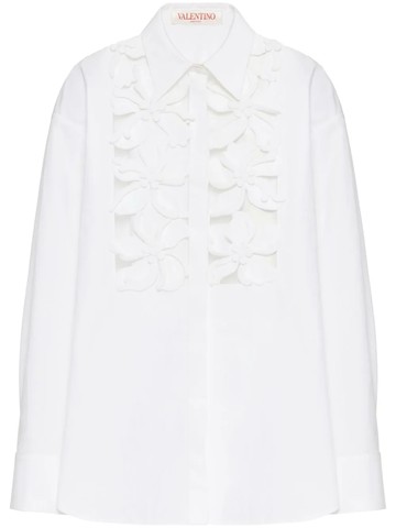 Camicia in compact popeline ricamata