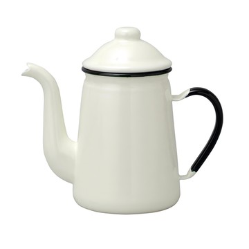 Noda Horo 野田琺瑯 日本製 琺瑯手沖咖啡壺  20 x 11.2 x 18.7cm 白色 500g  1L  1個