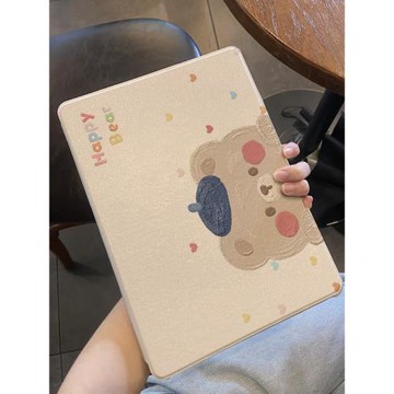適用于vivo書本式全包pad2保護套2023新款可愛小熊VivoPad Air平板卡通外殼防摔IQOOPad蠶絲紋11.5英寸帶筆槽