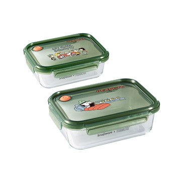 【康寧 Snapware】SNOOPY史努比露營趣耐熱玻璃/可微波/烤箱/保鮮盒-2件組B01