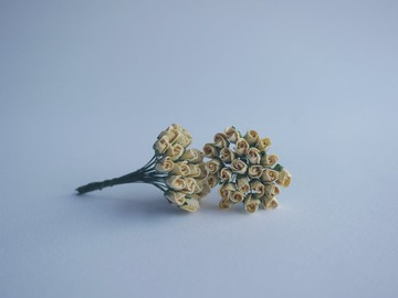紙花中心裝飾用品，50 件。含苞玫瑰，尺寸 0.8x1 公分。黃色