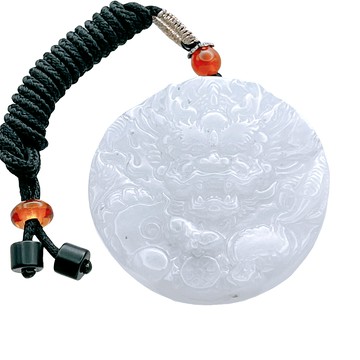 琪臻珠寶 天然A貨翡翠糯冰烏雞種龍牌吊墜(至尊霸王龍_龍形天下_翡翠龍牌)