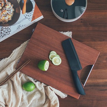 半宅實木菜板家用抗菌防霉切水果切剁肉切菜板輔食烏檀木整木砧板