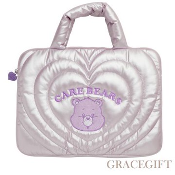 【Grace Gift】Care Bears-分享小熊珠光愛心波紋電腦包 淺紫