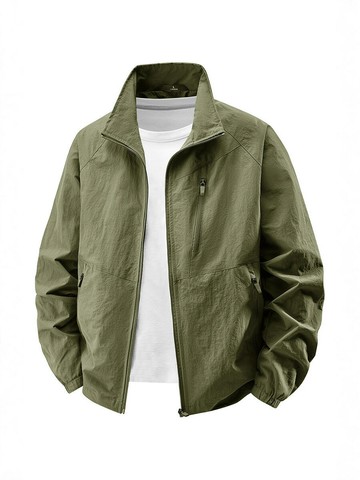 高端夾克秋冬季多口袋男士外套休閑立領戶外防風薄款風衣鑫弘-錦衣華服