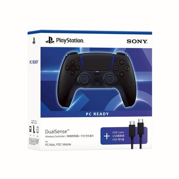 SONY 索尼 PS5 DualSense 無線控制器 - 午夜黑 + USB Cable for PC