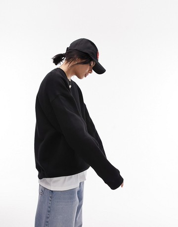 Topshop premium seam detail sweat in black