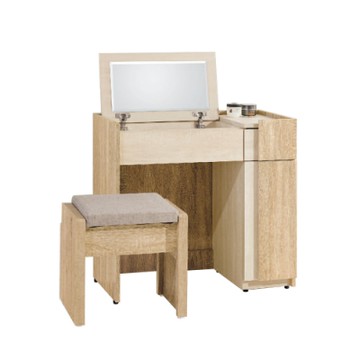 柏蒂家居-瑞莎2.7尺掀蓋鏡台/化妝桌/梳妝台(贈化妝椅)-80x40x75cm