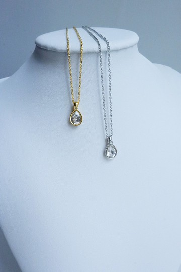 Swarovski 水滴型水鑽頸鏈 - 白水晶