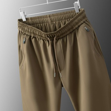 【新款熱賣】抗紫外線中青年男士松緊腰運動休閑褲直筒吸濕速干簡約冰絲長褲男