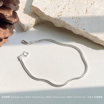 玩美飾集｜現貨&免運， S925全純銀 圓形蛇骨百搭簡約手鍊  VB0029