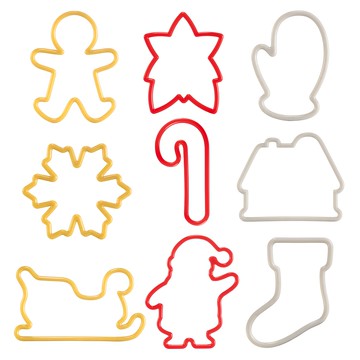 tescoma 餅乾模9件組 聖誕  黃色 + 紅色 + 米白色  1組