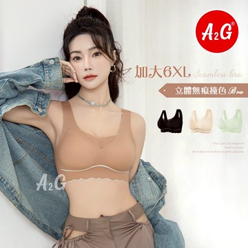 【A2G】隔日到貨【無鋼圈內衣、運動內衣】  加大6XL 會呼吸內衣 冰絲涼感 固定襯墊 內衣 8813