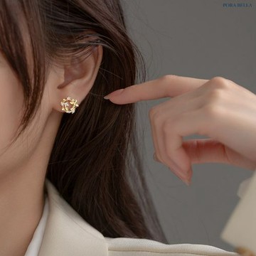925純銀鋯石耳釘耳環 春天氣質風 微鑲鑽葉形耳飾 小清新款 Earrings