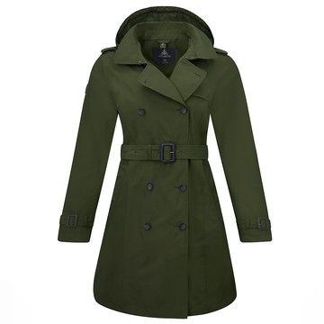 ATUNAS 女款GORE-TEX 2L防水防風透氣+保暖羽絨二件式大衣外套A1GT2605W軍綠/中長版風衣/商務都會休閒/大尺碼