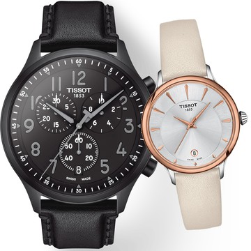 TISSOT 天梭 穿越愛戀 時尚對錶-T1166173605200+T1332102603100