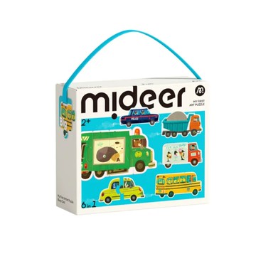 MIDEER 六合一拼圖-汽車 厚片拼圖 兒童拼圖