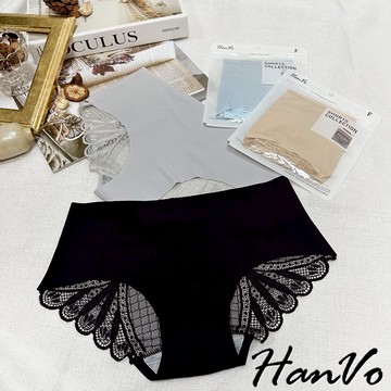 【HanVo】天天出貨 日系背面性感蕾絲內褲 吸濕排汗褲襠 薄款冰絲涼感中腰 冰絲內褲 女內褲 內褲 A11-5859
