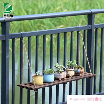 陽台花架 陽臺欄桿墻面壁掛式花架室內客廳懸掛置物板庭院花園墻上裝飾木板 免運開發票