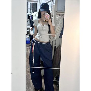 復古jennie同款嘻哈街舞休閑衛褲
