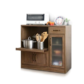 LUFFY映日浮光單抽三門開放收納櫃‧幅88cm(胡桃木色)