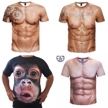 圖案夏季搞怪猴子個性大碼潮短袖