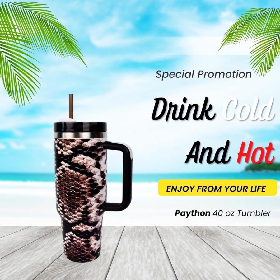 Python 40 oz Tumbler  40 oz tumbler with handle and straw  stainless steel 40 oz tumbler  40 Oz Coffee Tumbler stainless cup 40 oz tumbler  travel