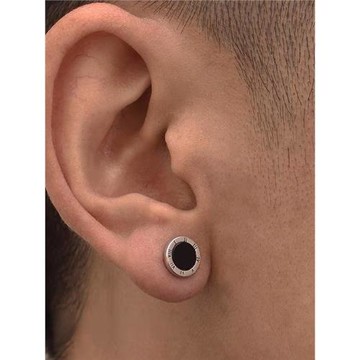 LUCKJAY 耳釘S925純銀潮男羅馬數字黑色單只玫瑰金男士潮流個性