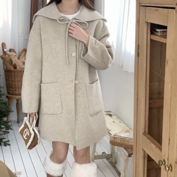 正韓外套 塞拉繩手工羊毛呢大衣EPC1094-創翊韓都