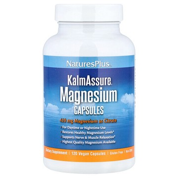 NaturesPlus, KalmAssure®，鎂，120 粒全素膠囊（每粒膠囊 105 毫克）